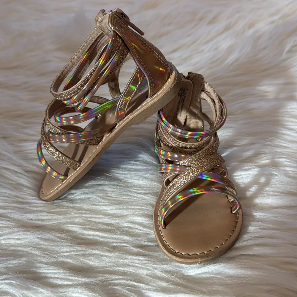 Cat & Jack toddler sandals size 7 color gold/tan
